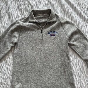 EUC Women’s Boise State Mom Gray 1/4 zip Sweater. Small